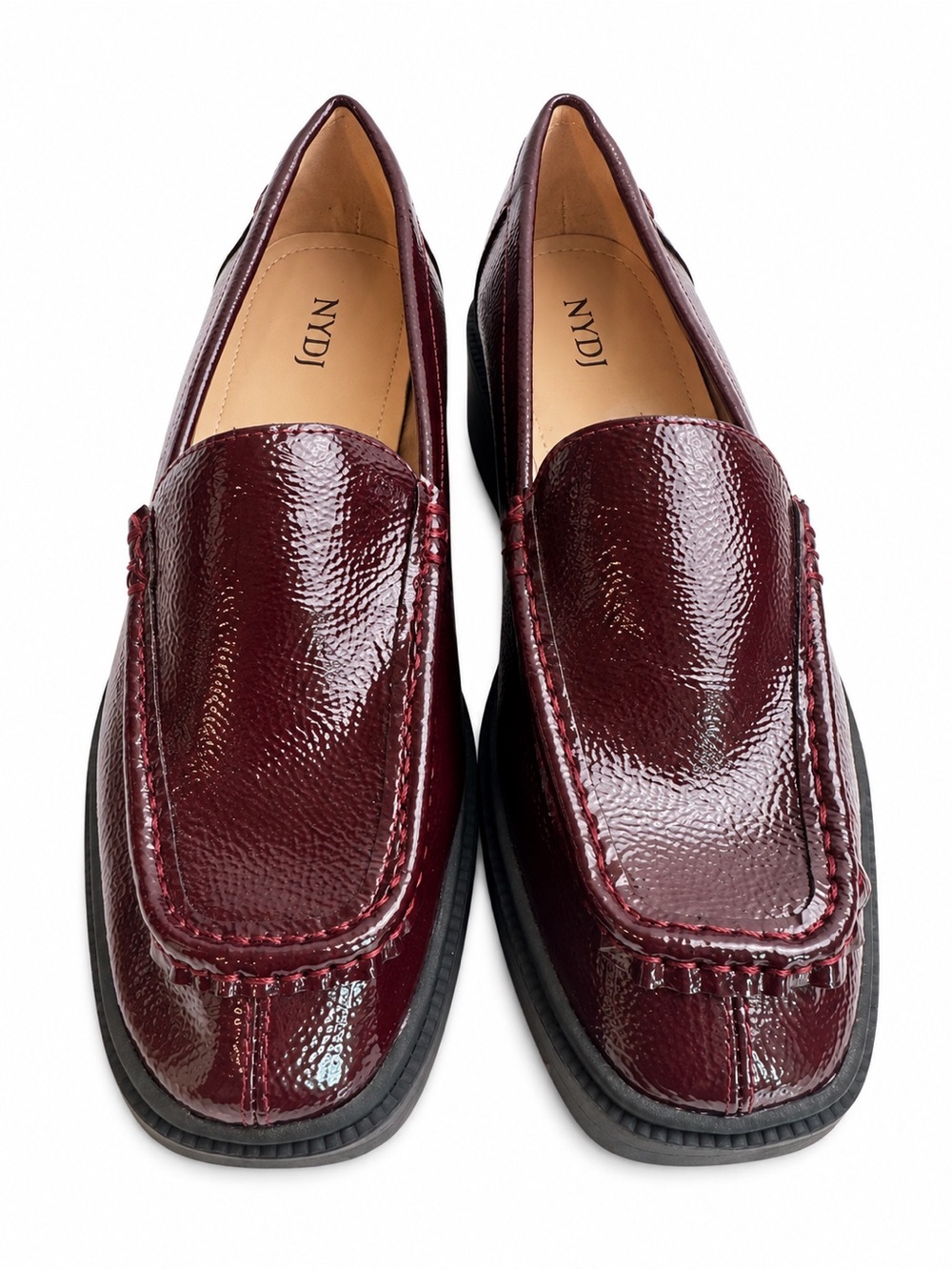 NYDJ Burgundy Patent Leather Chunky Lug Sole Loafers